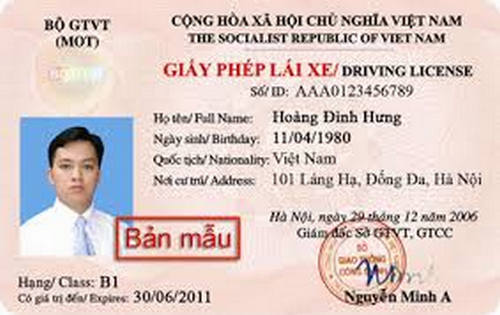 giấy phép lái xe ô tô hạng b1